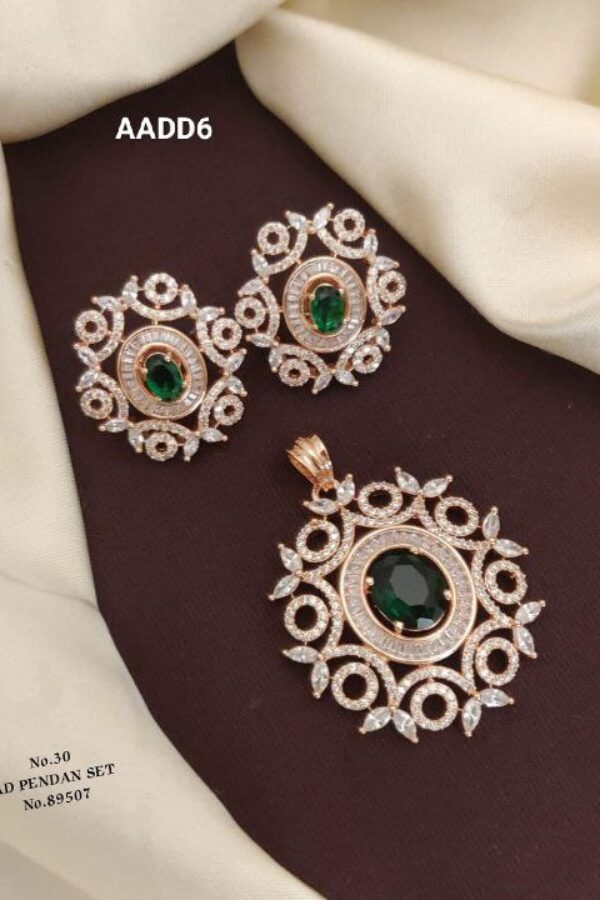 AADD6 Exquisite American Diamond Pendant Set for Women